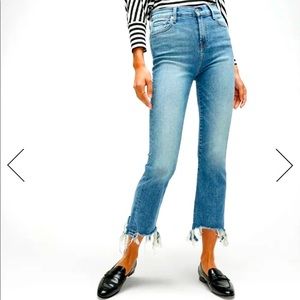 7 For All Mankind High Rise Slim Kick Flare Crop